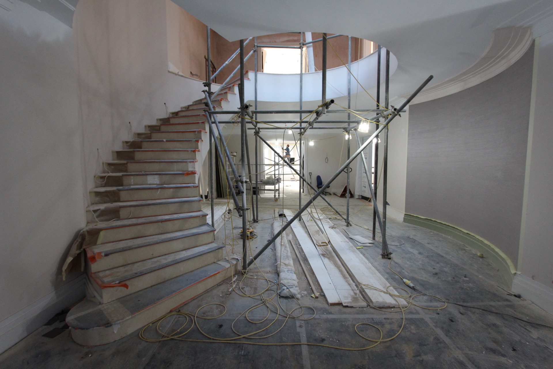 precast concrete curved stair installed in property
