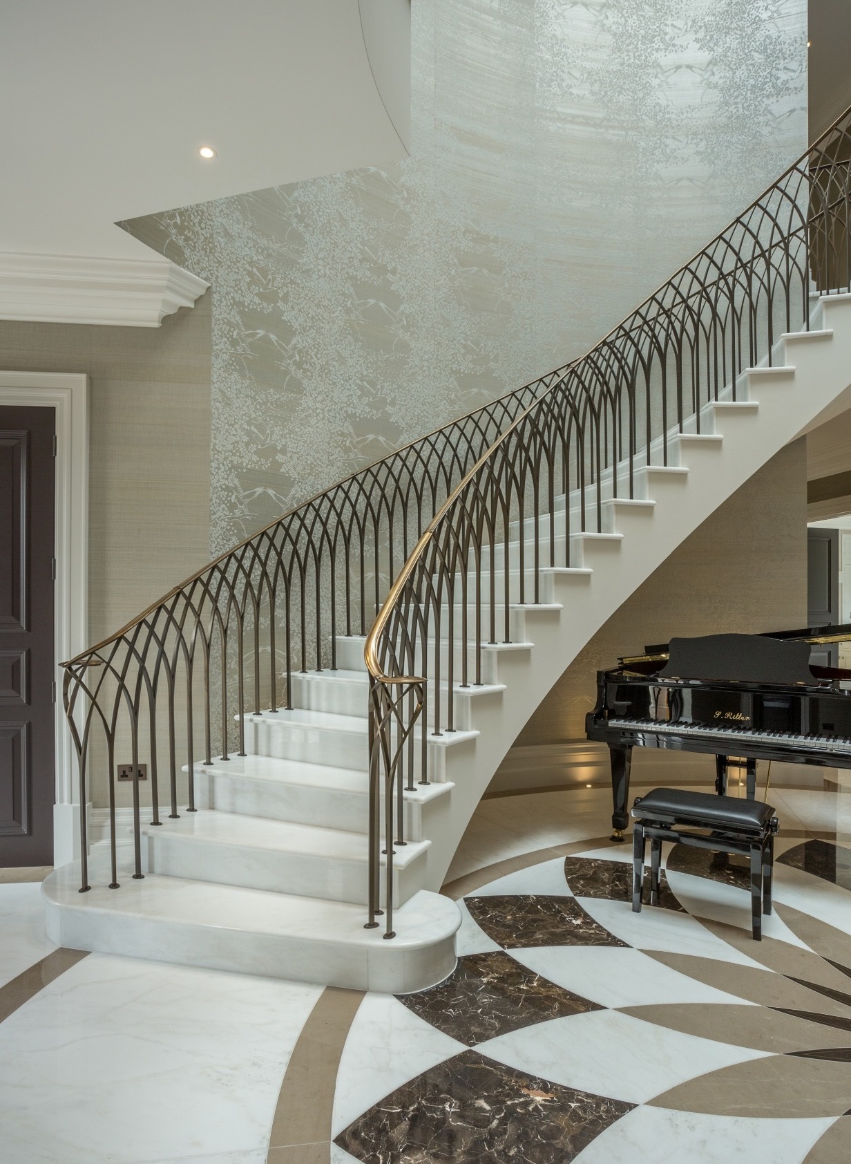 luxury precast concrete curved spiral helical stair staircase finished in house