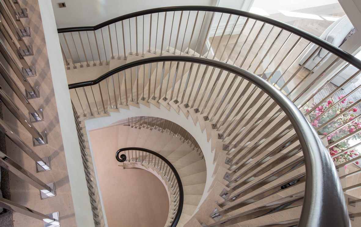 Top view of twin curved staircases UK