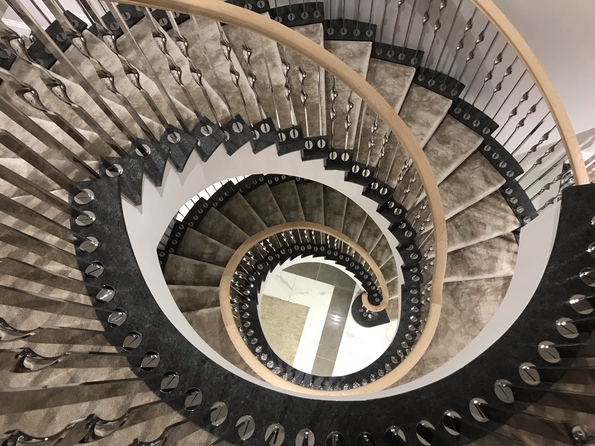 Aerial view of curved staircase UK