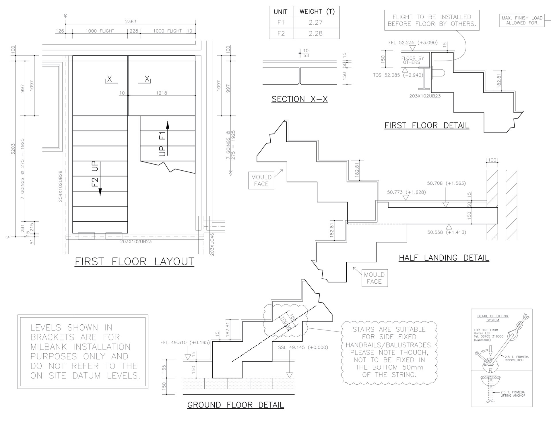 Sawtooth Staircase with Precast Concrete Landing Design Drawing