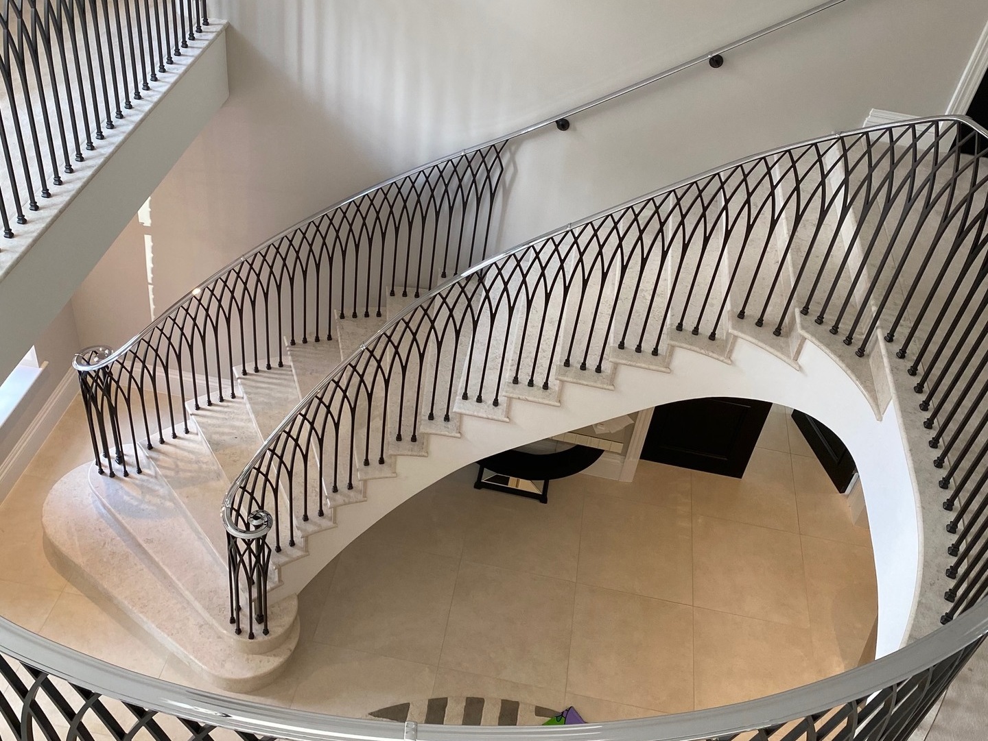 Rear view of precast spiral staircase in entrance hall