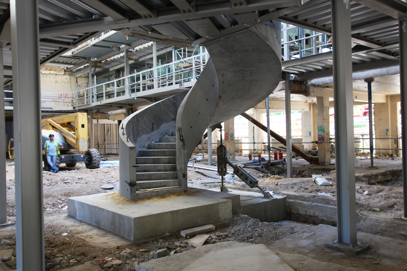 precast concrete luxury spiral curved helical stairs staircase installed in position