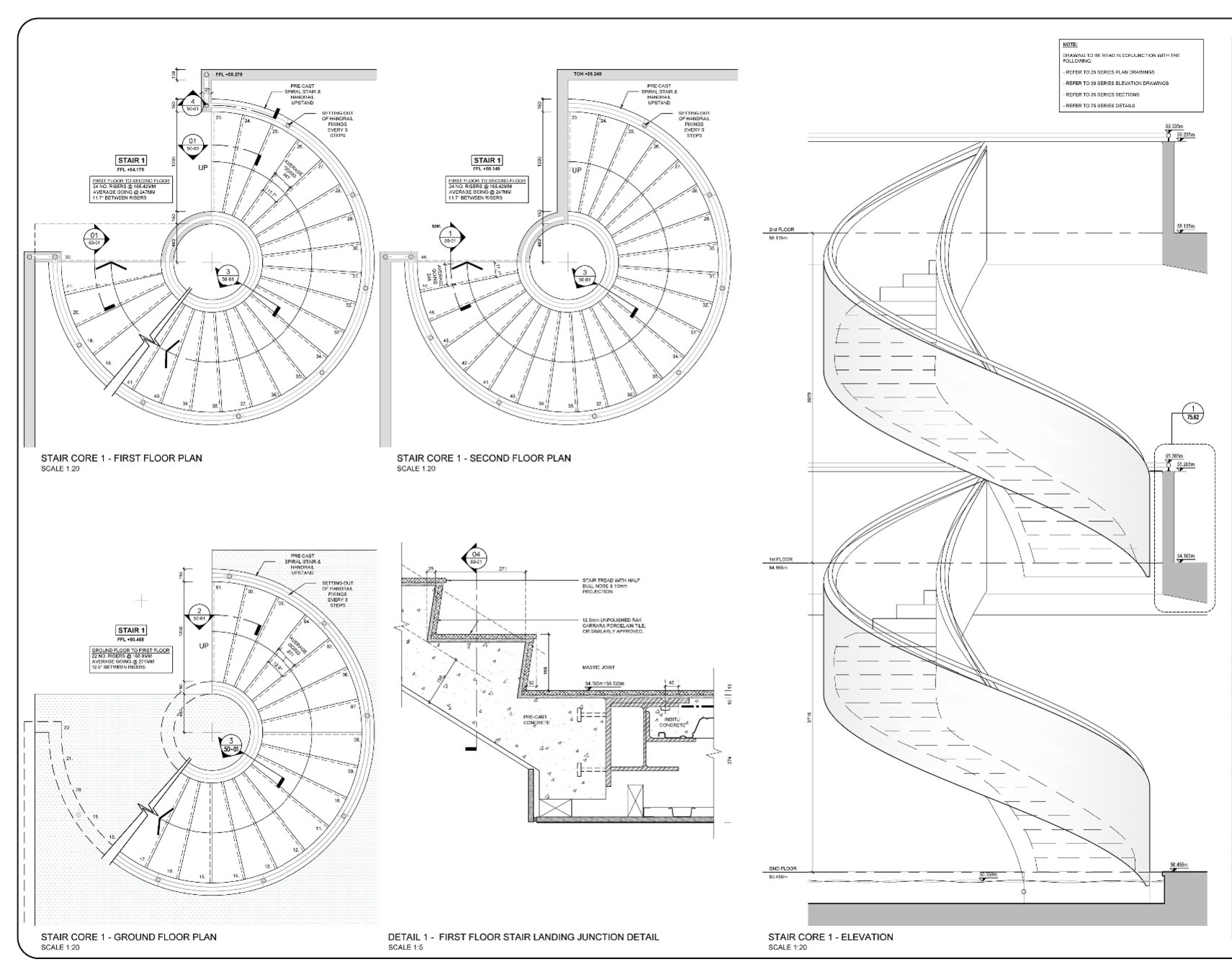 Concrete Spiral Staircase Design Drawing Details