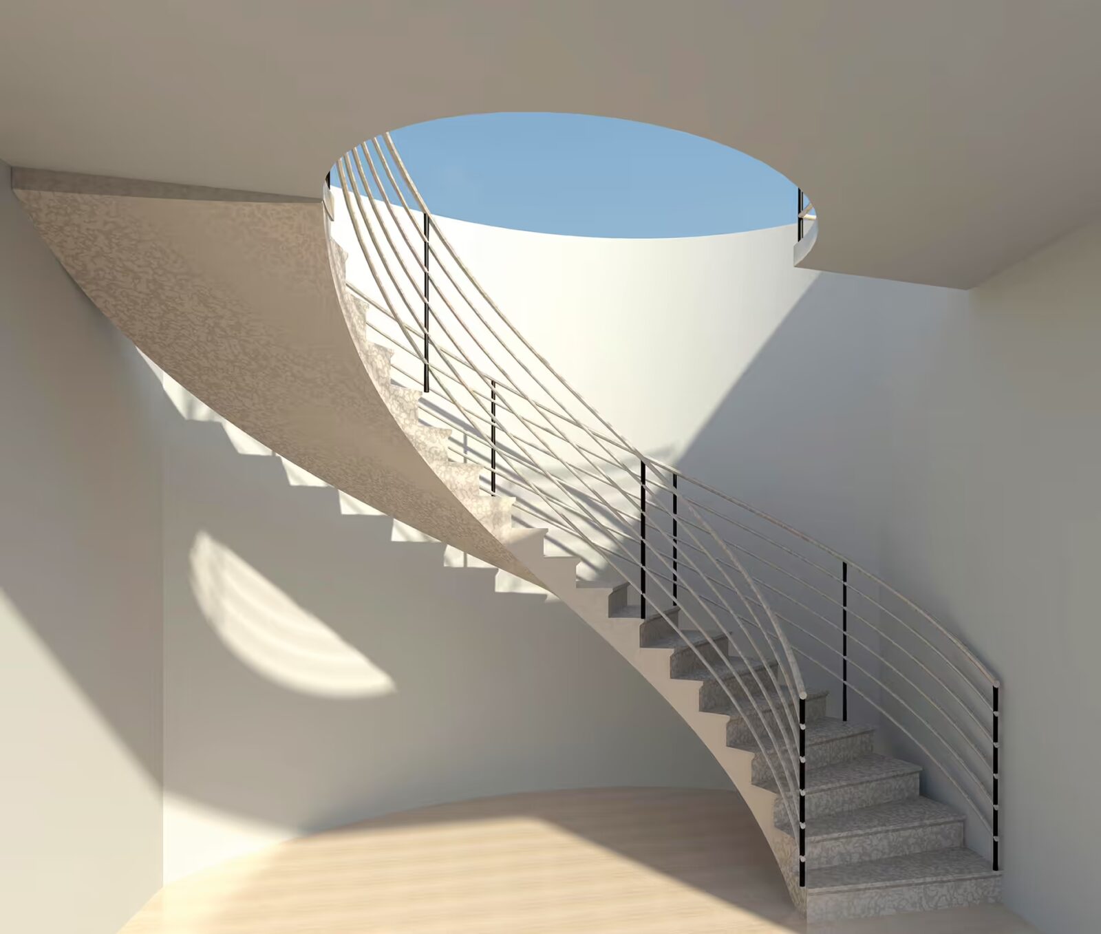 helical stairs outdoors in nice weather