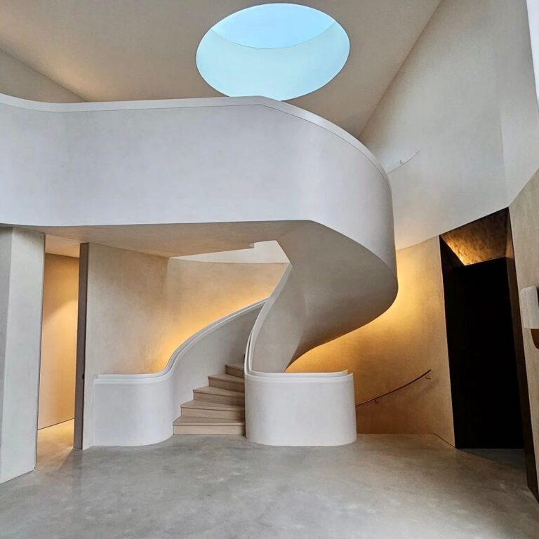 Modern luxury curved stair with attached handrails and LED backlighting AYN3 Oxfordshire