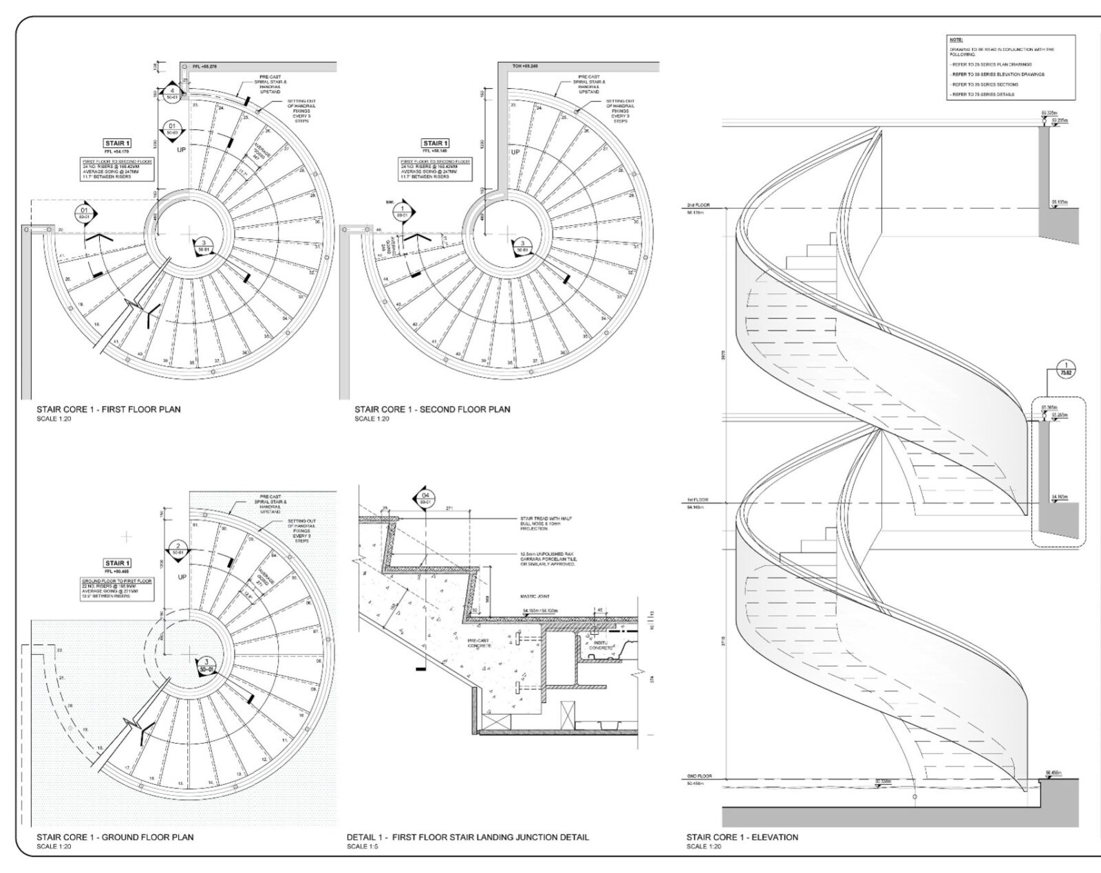 twin helical staiircase design drawings denham film studio