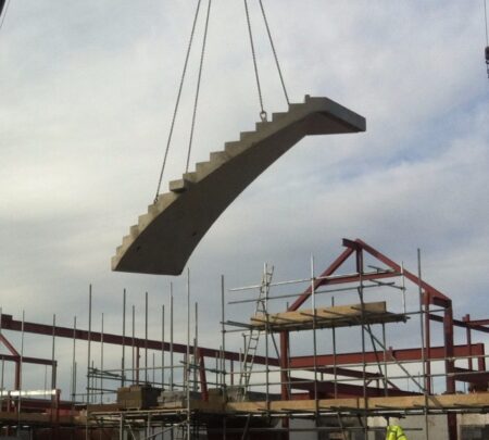 Kallisto concrete curved staircase installed by crane
