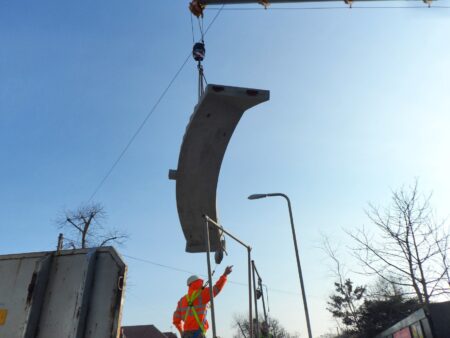 Kallisto concrete curved staircase crane lifted