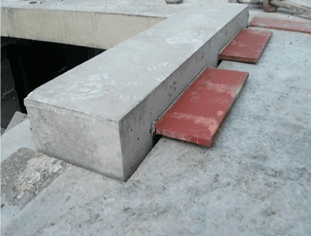 Concrete curved stairs cleats close up view
