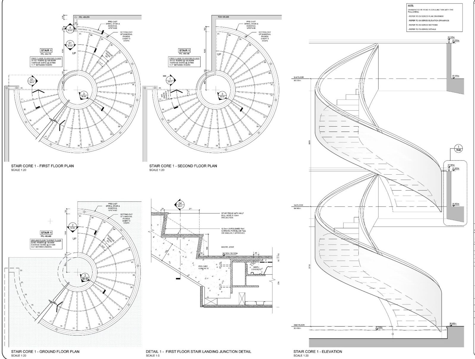 Milbank Concrete Products Technical drawing helical kallisto staircase